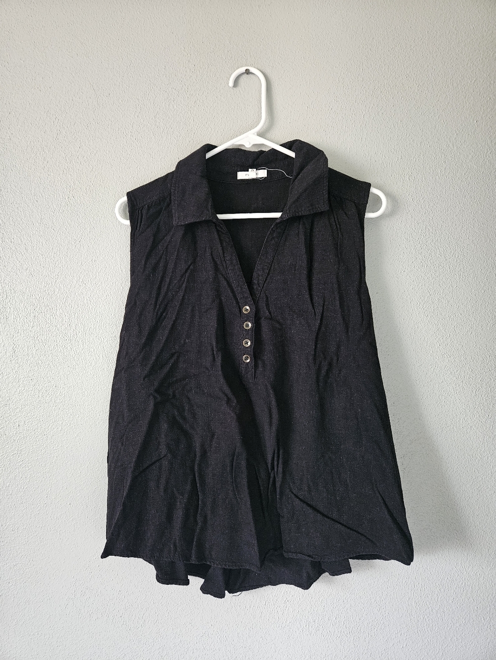 Maurices Black Sleeveless Collared Button Tank